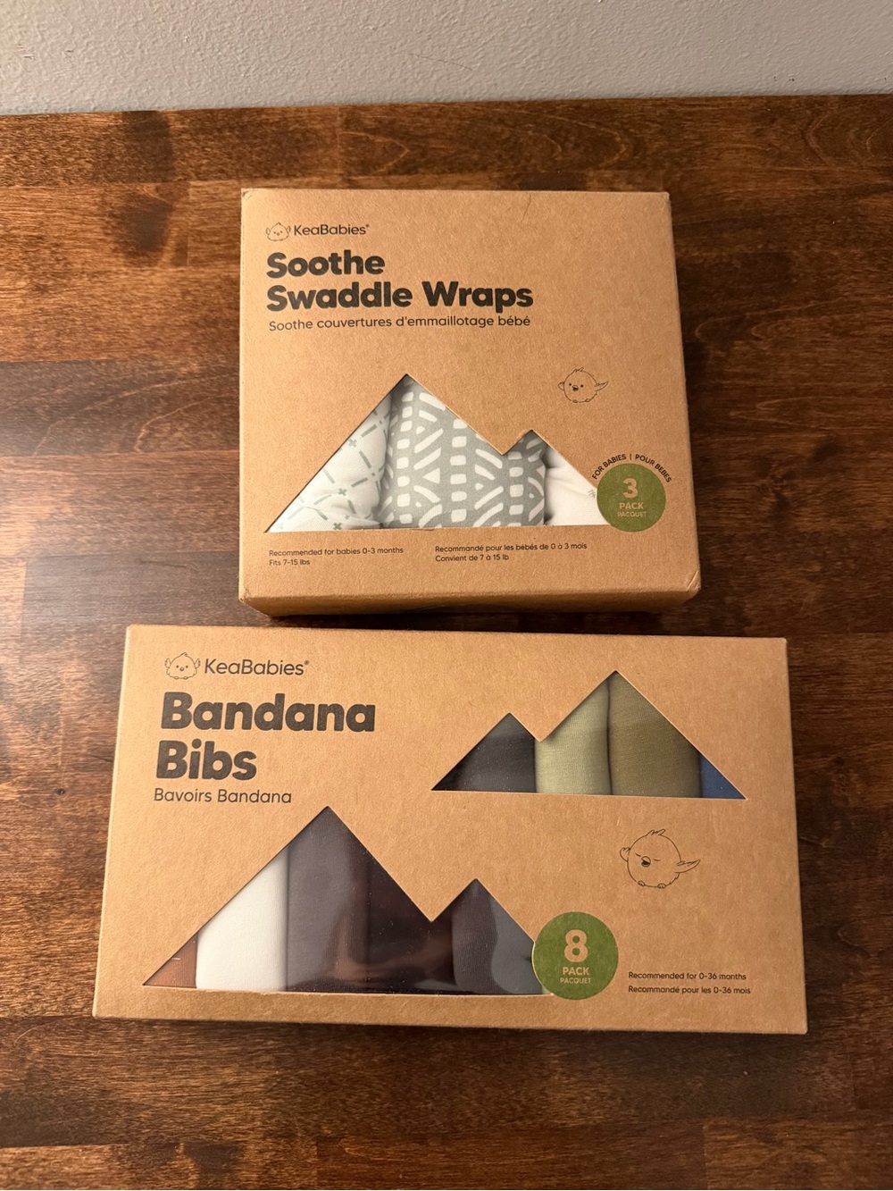 KeaBabies Baby Swaddle Wraps & Bandana Bibs Set - Gray, White, Olive, Brown